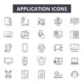 Applications line icons for web and mobile design. Editable stroke signs. Applications outline concept illustrations