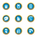Applied art icons set, flat style