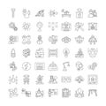 Applied science linear icons, signs, symbols vector line illustration set