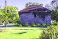 Old abandoned overgrown house downtown side view Royalty Free Stock Photo