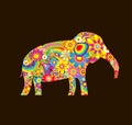 Applique with decorative elephant with colorful flowers print