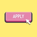 Apply, button with cursor in flat design