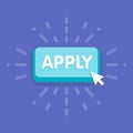 Apply button with cursor in flat design. illustration