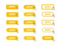 Apply Button with pointer clicking. Web button. Finger Pressing. Click to Apply now Concept. Vector illustration Royalty Free Stock Photo