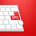 Apply with cursor button. Internet icon. Pointer click icon. Vector stock illustration. Royalty Free Stock Photo