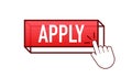 Apply with cursor button. Internet icon. Pointer click icon. Vector stock illustration. Royalty Free Stock Photo