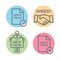 Apply and Hired Outline Icons with Person Royalty Free Stock Photo