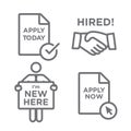 Apply and Hired Outline Icons with Person