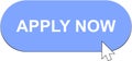 Apply now with hand pointer, arrow pointer clicking icon, Web button with action, Apply now Button, Apply now sign vector, Apply Royalty Free Stock Photo