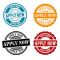 Apply now Round Stamp Collection. Eps10 Vector Badge