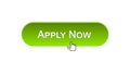 Apply now web interface button clicked mouse cursor, green color, employment Royalty Free Stock Photo