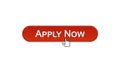Apply now web interface button clicked mouse cursor, wine red color, employment