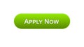 Apply now web interface button green color, online education program, vacancy