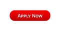 Apply now web interface button red color, online education program, vacancy Royalty Free Stock Photo