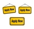 Apply now - yellow signs