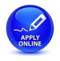 Apply online (edit pen icon) glassy blue round button Royalty Free Stock Photo