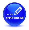 Apply online (edit pen icon) glassy blue round button Royalty Free Stock Photo