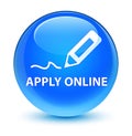 Apply online (edit pen icon) glassy cyan blue round button Royalty Free Stock Photo