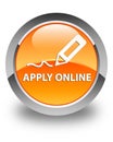 Apply online (edit pen icon) glossy orange round button Royalty Free Stock Photo