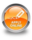 Apply online (edit pen icon) glossy orange round button Royalty Free Stock Photo