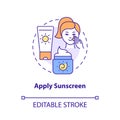 Apply sunscreen concept icon