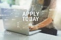 Apply today with woman