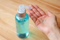 Applying Alcohol Cleansing Gel into Palm for Hand Rubbing Royalty Free Stock Photo