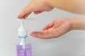 Applying liquid soap for washing hands. Royalty Free Stock Photo