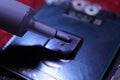 Applying thermal paste to the processor Royalty Free Stock Photo