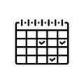 Black line icon for Appointed, selected and calendar Royalty Free Stock Photo