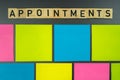 Appointment board with colorful blank appointment notes Royalty Free Stock Photo