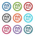 Appointment date calendar icon flat round buttons set illustration design