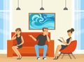 Appointment with Psychologist with Couple Having Family Therapy Vector Illustration Royalty Free Stock Photo