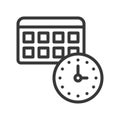 appointment time and calendar icon pixel perfect, outline editable stroke