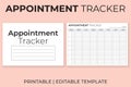 Appointment Tracker Horizontal Template, Printable Daily and Weekly Time Log, Editable Schedule Organizer, KDP Interior Royalty Free Stock Photo