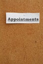 Appointments on cork board