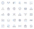 Apportionment line icons collection. Allocation, Distribution, Partitioning, Assignation, sharing, Division, Allotment