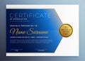 Appreciation certificate template in blue theme Royalty Free Stock Photo