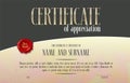 Appreciation certificate vector template illustration Royalty Free Stock Photo