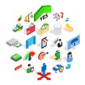 Apprehension icons set, isometric style Royalty Free Stock Photo