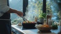 apprentice chef carefully preparing a dish in a bustling restaurant kitchen Royalty Free Stock Photo