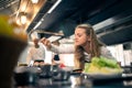 Apprentice chefs are cooking in the kitchen Royalty Free Stock Photo