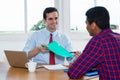 Apprentice siging contract after job interview Royalty Free Stock Photo