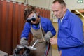 Apprentice using blow torch