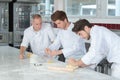 Apprentices learning with baker master