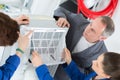 Apprentices removing filter ventilation box Royalty Free Stock Photo