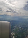 Approach Bangkok airport with a view from plane