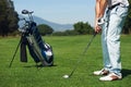 Approach shot golf man Royalty Free Stock Photo