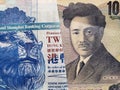 approach to Hong Kong banknote and Japanese banknote of 1000 yen