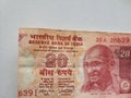 approach to Indian banknote of twenty rupees